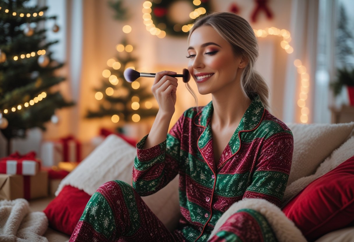 Saadan skaber du den perfekte decemberstemning med makeup og julepyjamas